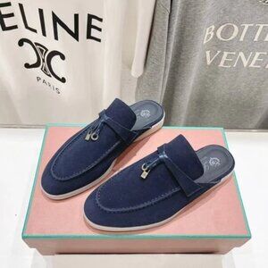 Loro Piana Dark Blue Suede Loafers